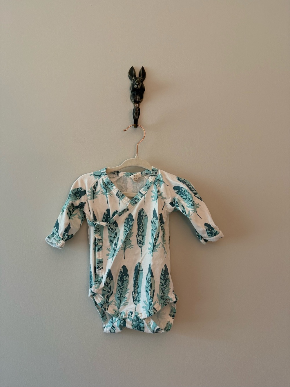 Organic Feather Print Wrap Bodysuit - Kate Quinn